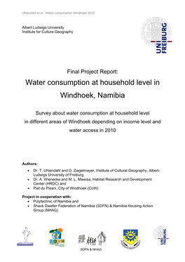 Water Consumption at Household Level in Windhoek, Namibia