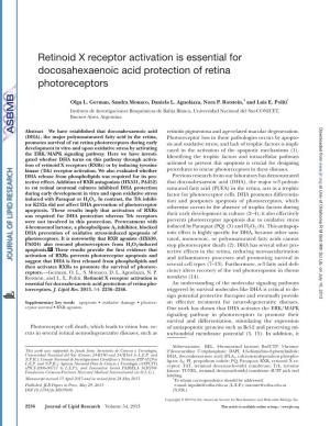 Retinoid X Receptor Activation Is Essential for Docosahexaenoic Acid Protection of Retina Photoreceptors