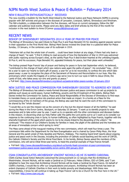 NJPN North West Justice & Peace E-Bulletin – February 2014