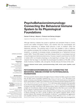 Connecting the Behavioral Immune System to Its Physiological Foundations