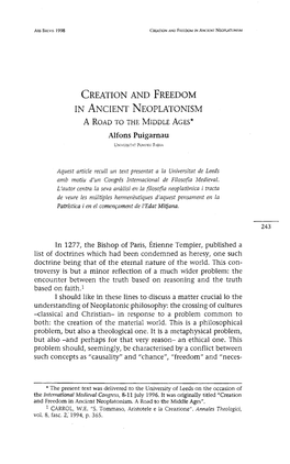 Creation and Freedom in Ancient Neoplatonism