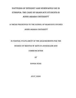 THE CASE of Graduate Students in Addis Ababa University