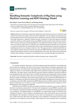 Handling Semantic Complexity of Big Data Using Machine Learning and RDF Ontology Model