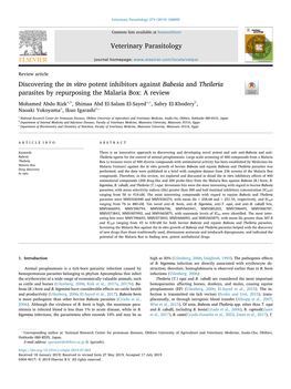 Discovering the in Vitro Potent Inhibitors Against Babesia and Theileria Parasites by Repurposing the Malaria Box: a Review T