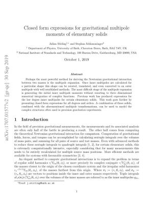Closed Form Expressions for Gravitational Multipole Moments of Elementary Solids