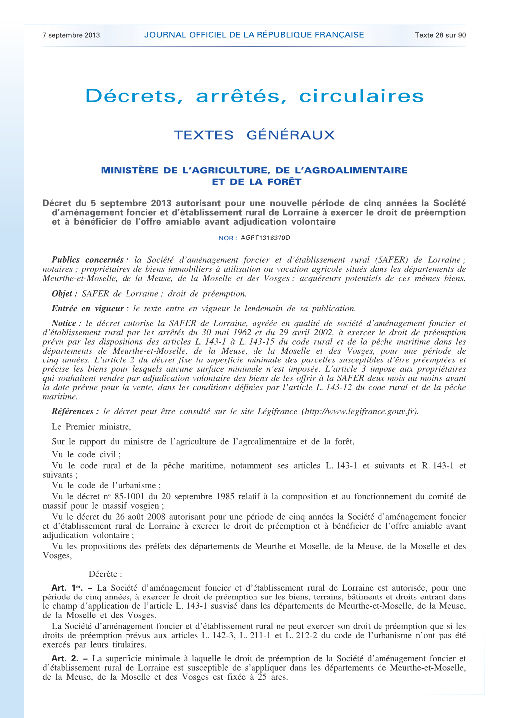 JOURNAL OFFICIEL DE LA RÉPUBLIQUE FRANÇAISE Texte 28 Sur 90