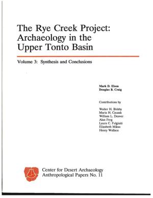 The Rye Creek Project: Archaeology in the Upper Tonto Basin
