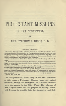 Protestant Missions in the Northwest