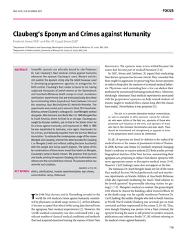 Clauberg's Eponym and Crimes Against Humanity