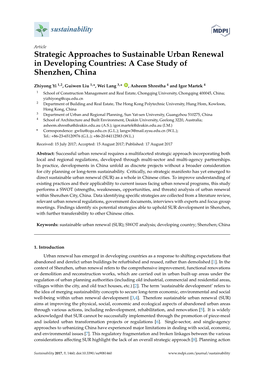 Strategic Approaches to Sustainable Urban Renewal in Developing Countries: a Case Study of Shenzhen, China