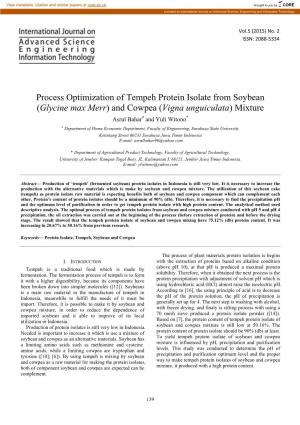 Process Optimization of Tempeh Protein Isolate from Soybean