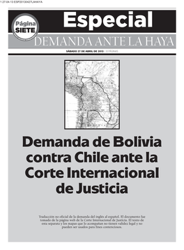 Demanda De Bolivia Contra Chile Ante La Corte Internacional De Justicia.Pdf