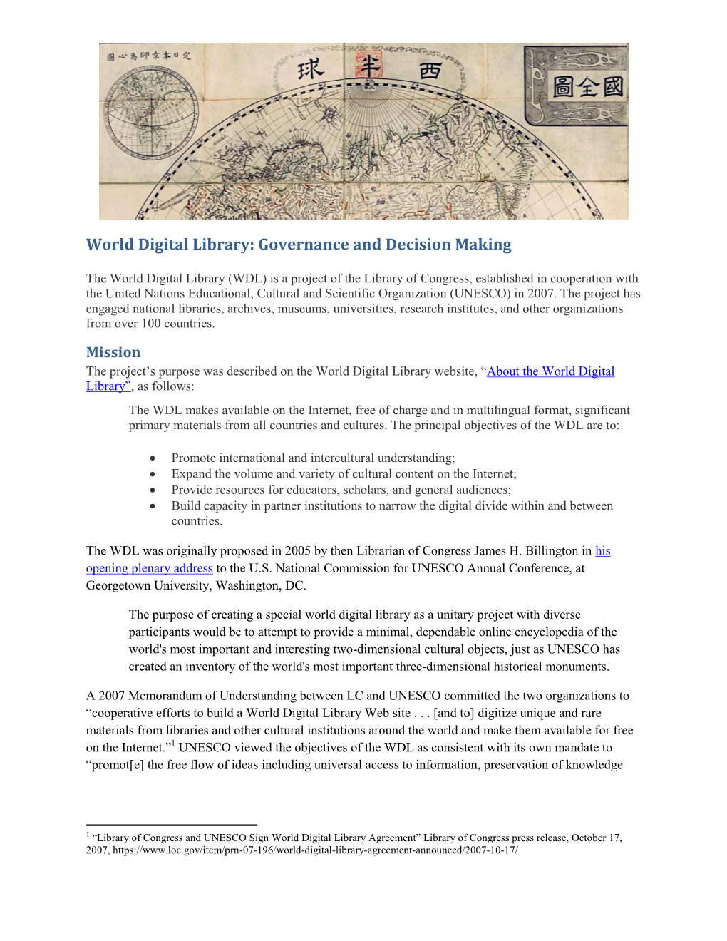 WDL Governance and Decision Making