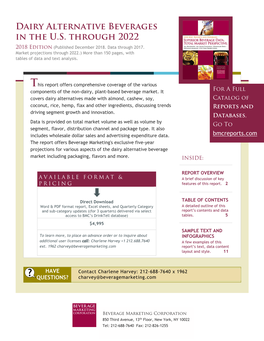 Dairy Alternative Beverages in the US Through 2022