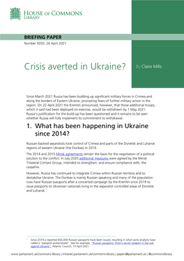Crisis Averted in Ukraine? by Claire Mills