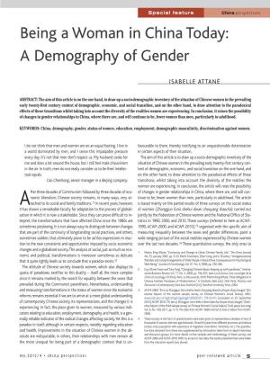 Being a Woman in China Today: a Demography of Gender