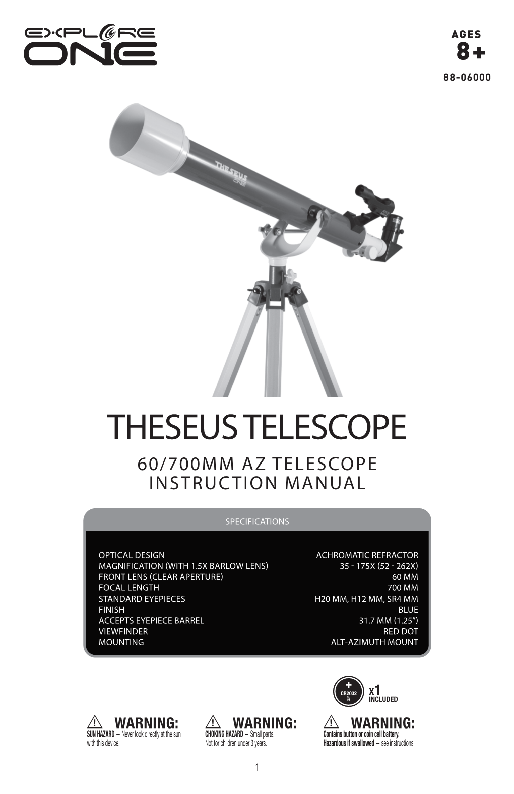 Theseus Telescope 60/700Mm Az Telescope Instruction Manual