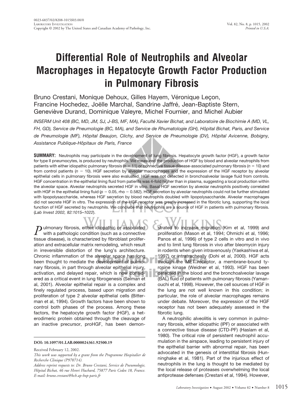 Differential Role of Neutrophils and Alveolar Macrophages In