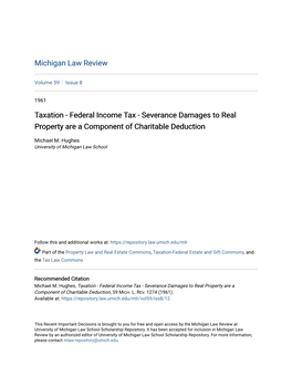 Federal Income Tax - Severance Damages to Real Property Are a Component of Charitable Deduction