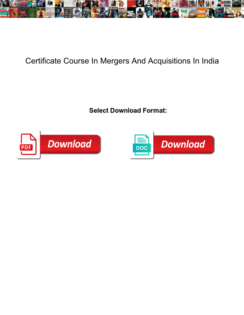 Certificate Course in Mergers and Acquisitions in India