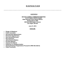 This Agenda Posted for Public Inspection in the Following Locations