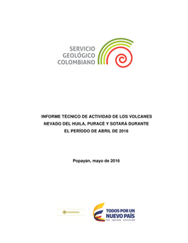 Informe Actividad Volcánica Abril 2016