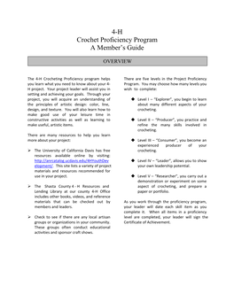 4-H Crochet Proficiency Program a Member's Guide