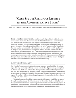 “Case Study: Religious Liberty in the Administrative State”