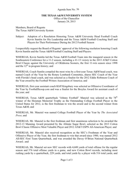 Page 1 of 3 Agenda Item No. the TEXAS A&M UNIVERSITY SYSTEM