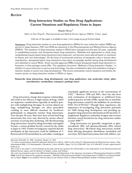 Drug Interaction Studies on New Drug Applications: Current Situations and Regulatory Views in Japan