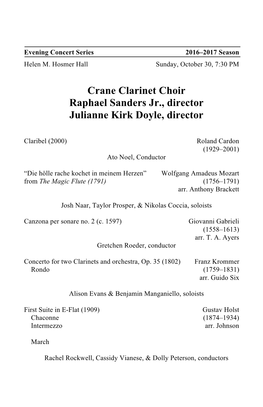 Clarinet Choir 10 30 16