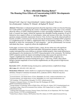 The Housing Price Effects of Concentrating LIHTC Developments in Los Angeles