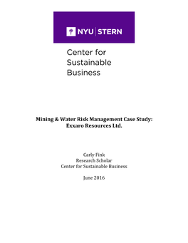 Mining & Water Risk Management Case Study: Exxaro Resources Ltd