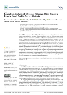Perception Analysis of E-Scooter Riders and Non-Riders in Riyadh, Saudi Arabia: Survey Outputs