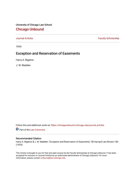 Exception and Reservation of Easements