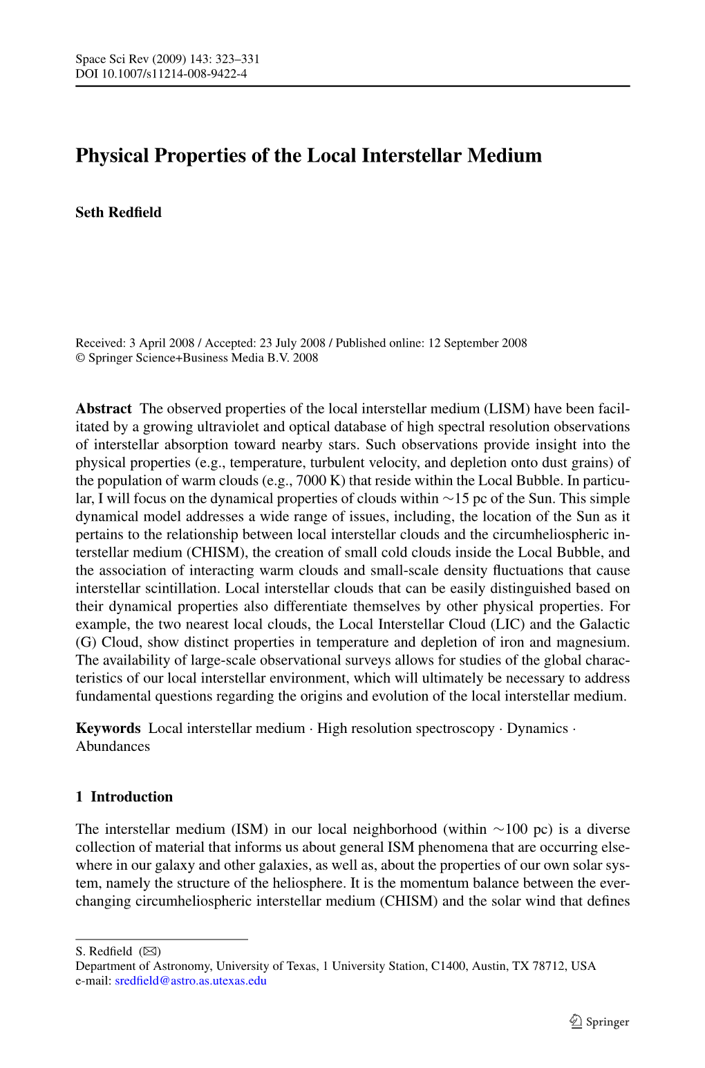 Physical Properties of the Local Interstellar Medium