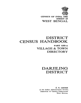 Village & Town Directory ,Darjiling , Part XIII-A, Series-23, West Bengal
