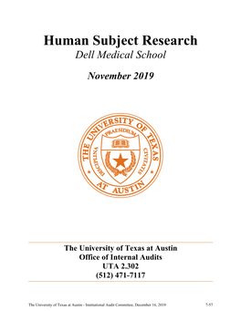 UTAUS Human Subject Research at Dell Medical School Report