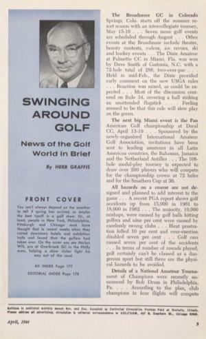 Swinging Around Golf Yancey, Supt., Can Take Bows for the A-L (Continued from Page 28) Condition of the Course