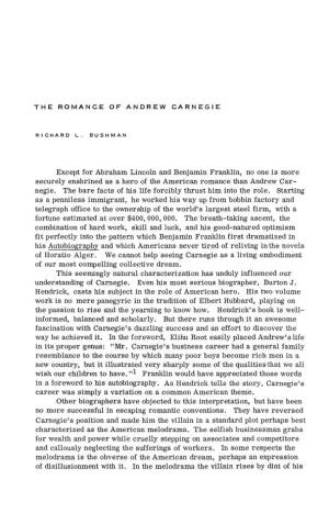 THE ROMANCE of ANDREW CARNEGIE Except for Abraham