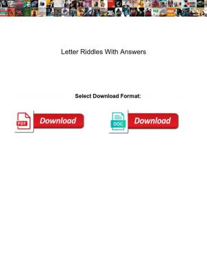 Letter Riddles with Answers