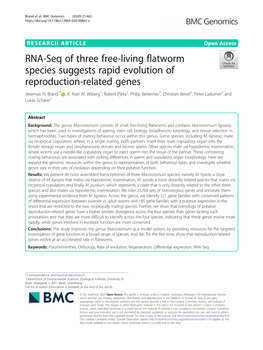 RNA-Seq of Three Free-Living Flatworm Species Suggests Rapid Evolution of Reproduction-Related Genes Jeremias N