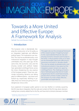 Towards a More United and Effective Europe: a Framework for Analysis Nathalie Tocci and Giovanni Faleg*