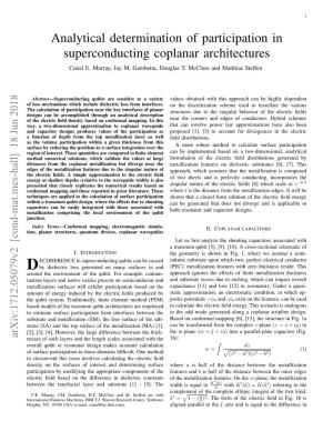 Analytical Determination of Participation in Superconducting Coplanar Architectures Conal E
