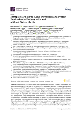 Infrapatellar Fat Pad Gene Expression and Protein Production in Patients with and Without Osteoarthritis