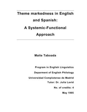 Theme Markedness in English and Spanish: a Systemic-Functional