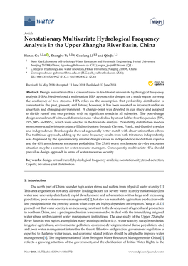 Nonstationary Multivariate Hydrological Frequency Analysis in the Upper Zhanghe River Basin, China