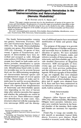 Identification of Entomopathogenic Nematodes in the Steinernematidae and Heterorhabditidae (Nemata: Rhabditida) K