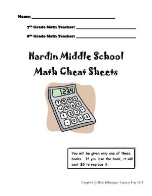Hardin Middle School Math Cheat Sheets