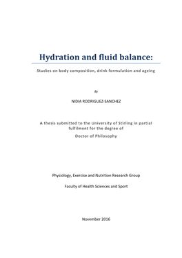 Hydration and Fluid Balance